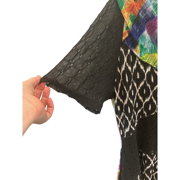 Faratelli Womens Artsy Tunic Top Size Extra Large Black Boho Mesh Fairy Grunge - Picture 9 of 10